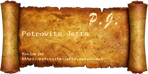 Petrovits Jetta névjegykártya